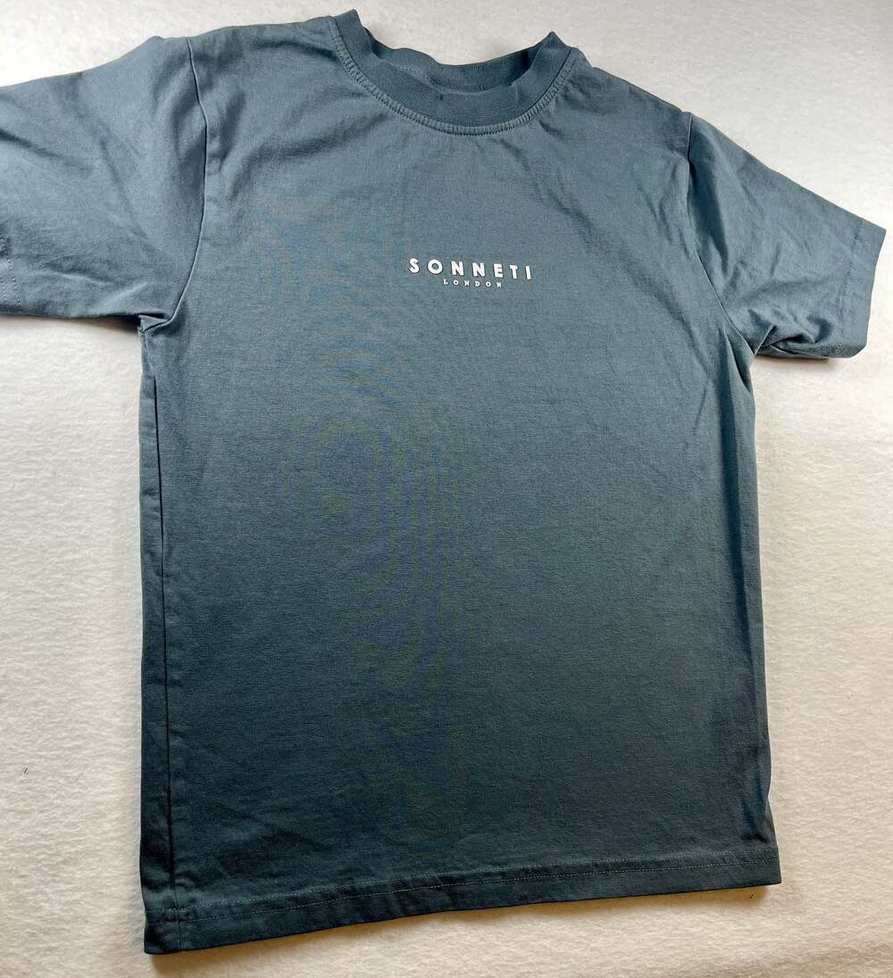 Sonneti London Crew Neck Essential T-Shirt in Grey Blue Athleisure